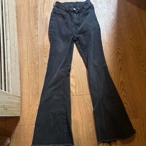 SHEIN Black Wide Leg Flare Jeans